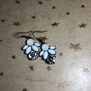 Gold and white earrings